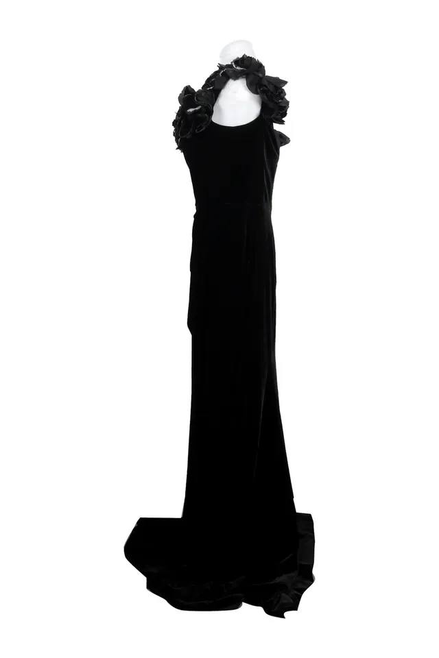 Marchesa Black Floral Gown