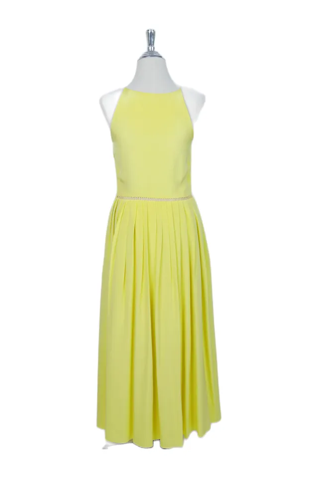 Preen by Thornton Bregazzi Lemon Yellow Midi Dress
