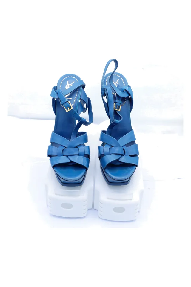 Yves Saint Laurent Blue Leather Sandals