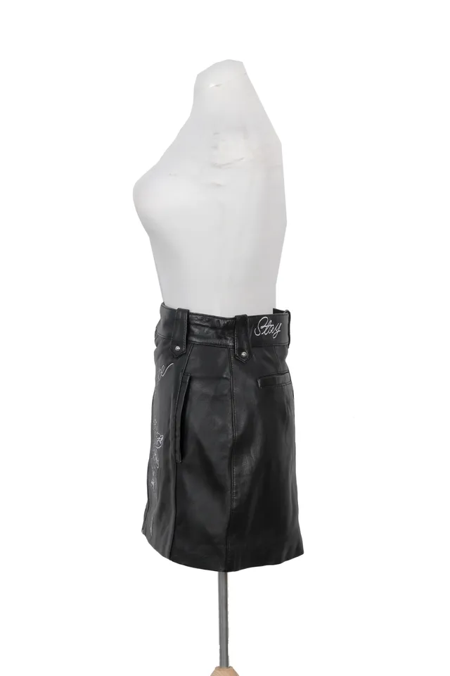Understated Leather Black Floral Skirt