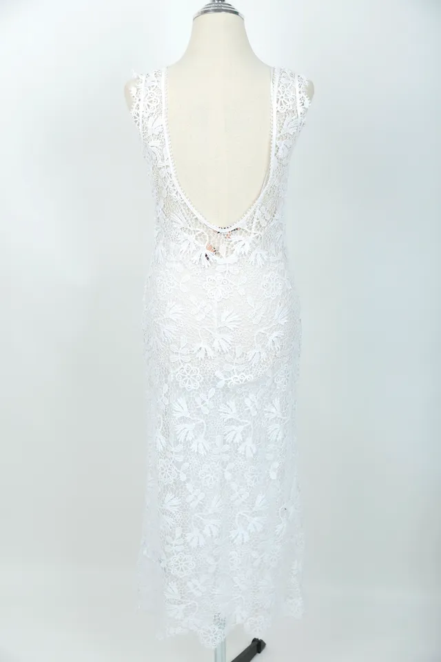 Ermanno Scervino White Floral Midi Dress