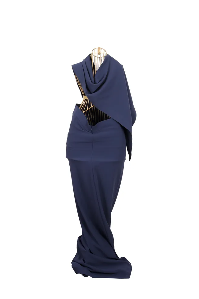 Balenciaga Navy Crepe Gown