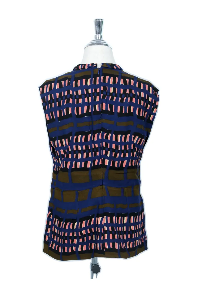 Marni Navy Abstract Print Top