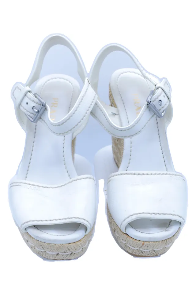 Prada White Leather Espadrilles
