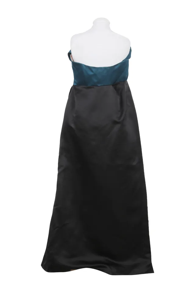 Lanvin Teal Blue & Black Silk Gown