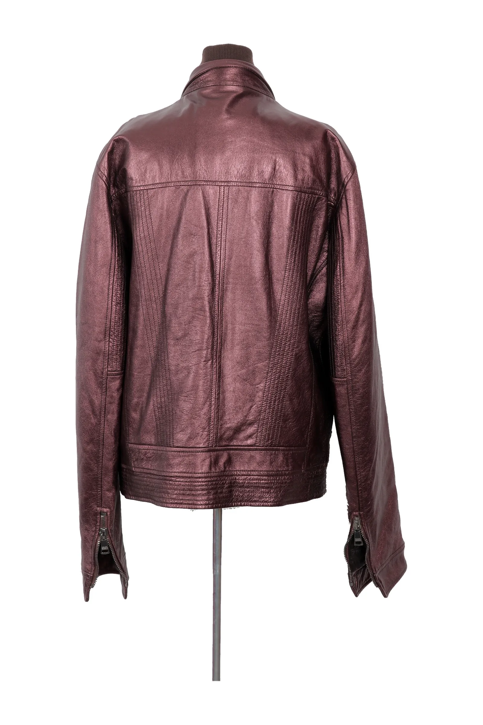 Dolce & Gabbana Metallic Burgundy Leather Jacket
