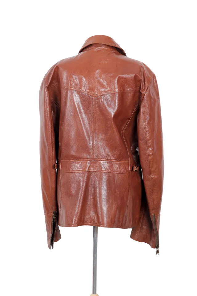 Dolce & Gabbana Cognac Brown Leather Jacket