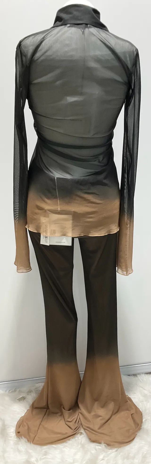16 Arlington Black To Camel Ombre Chiffon Two-Piece Set