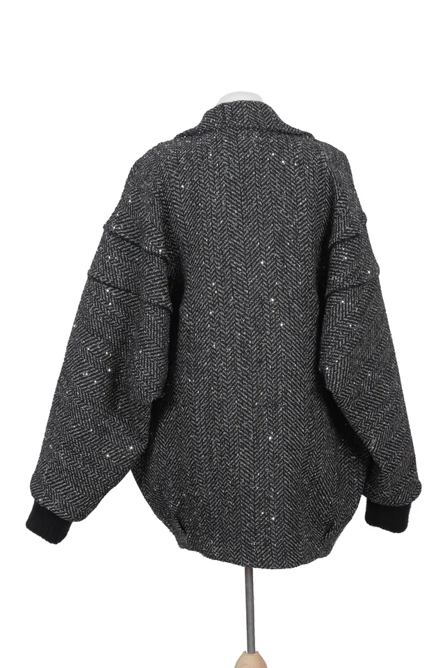 Alessandra Rich Black Fur Coat