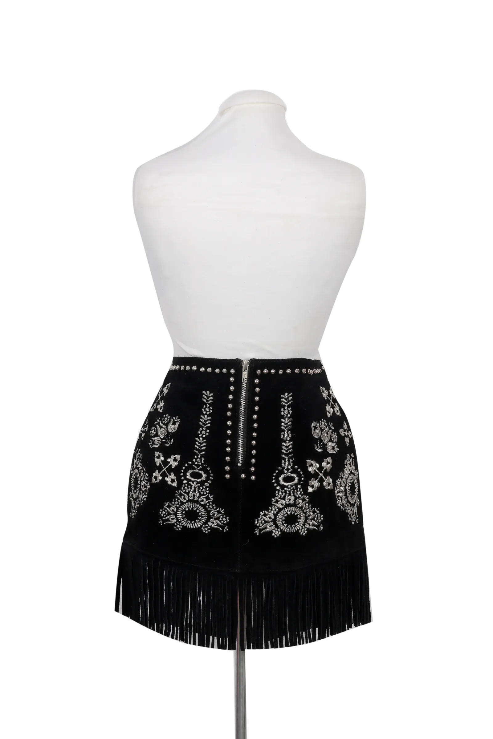 Understated Leather Black Floral Mini Skirt
