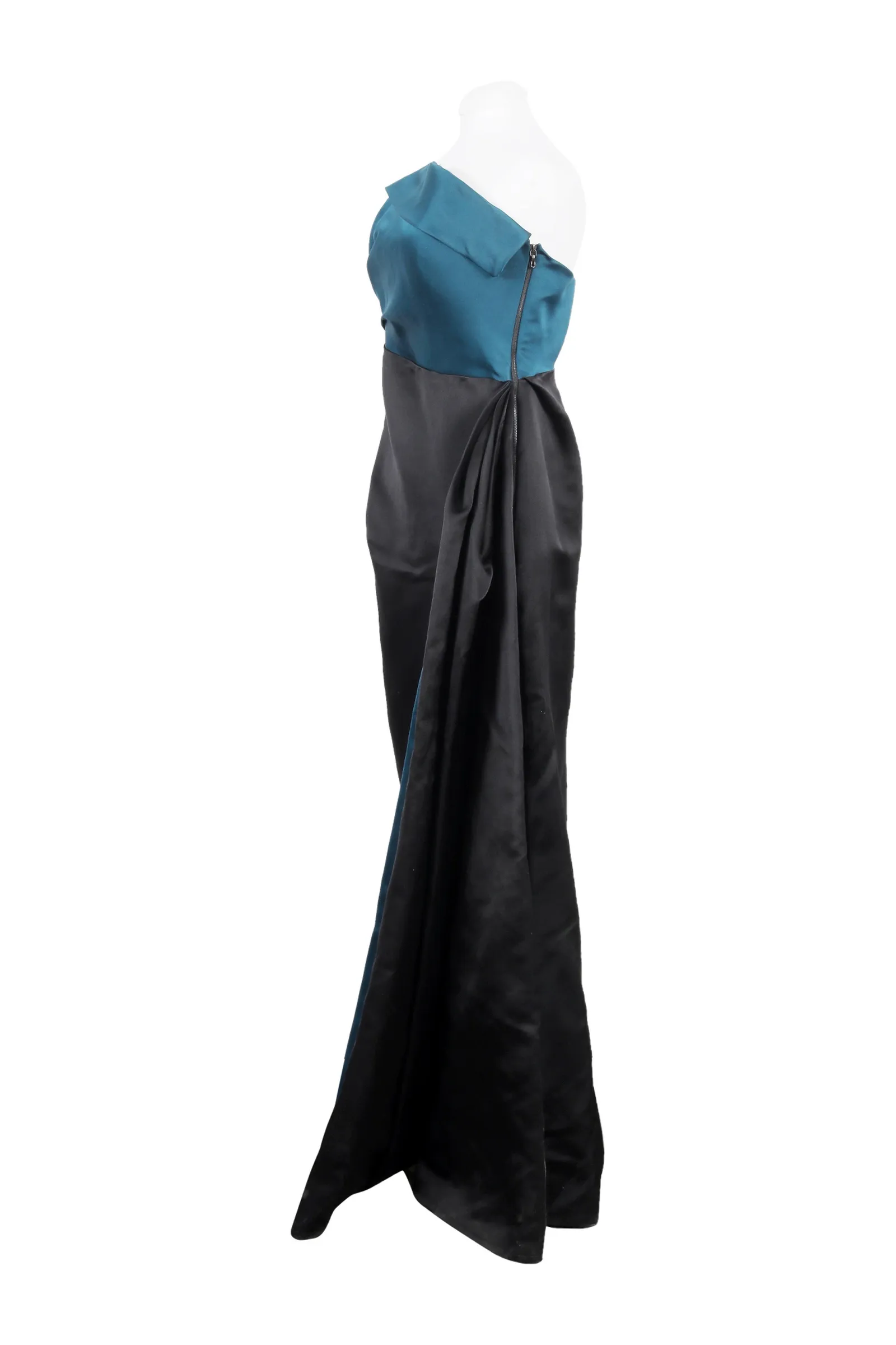 Lanvin Teal Blue & Black Silk Gown
