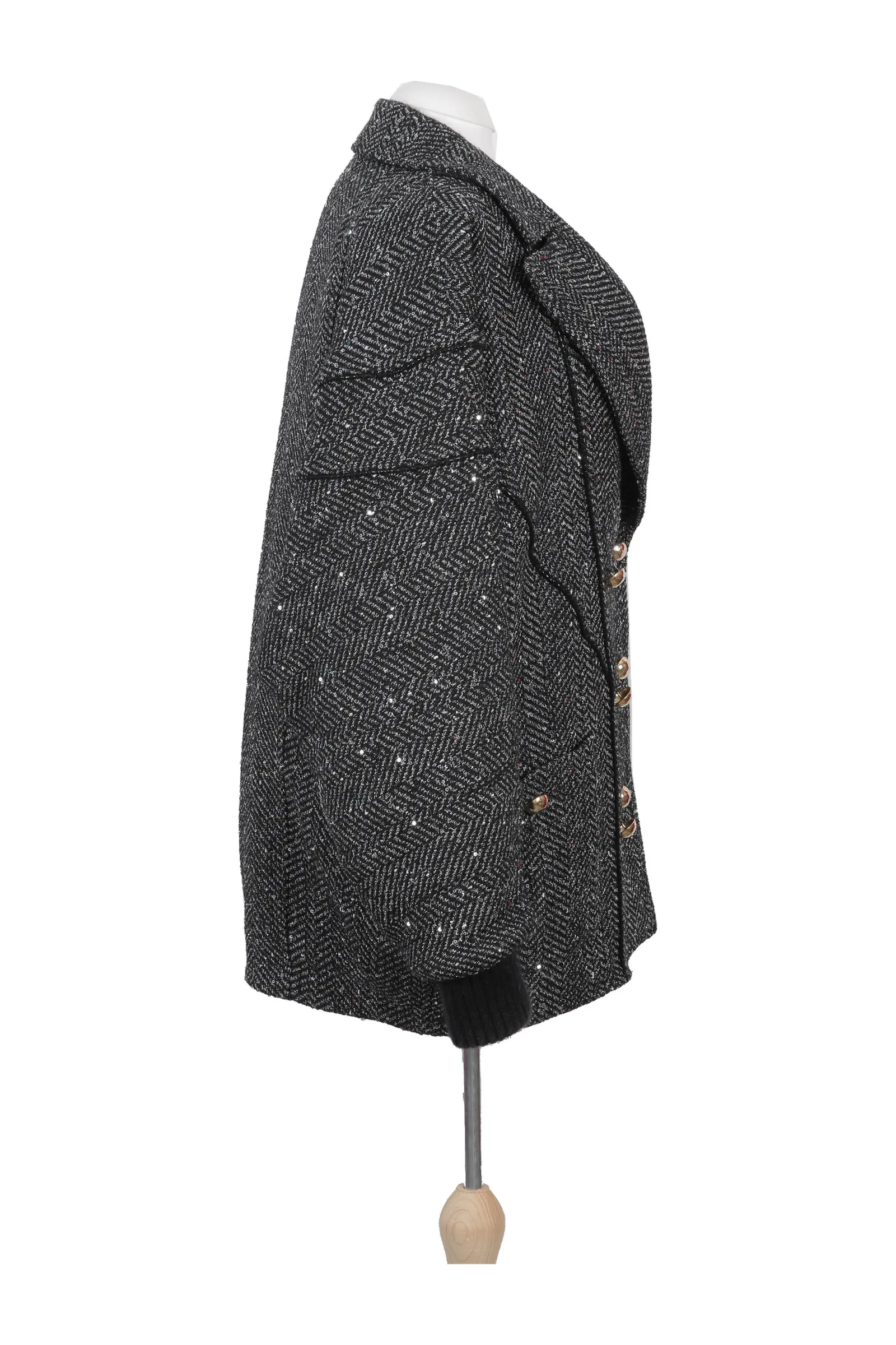 Alessandra Rich Black Fur Coat