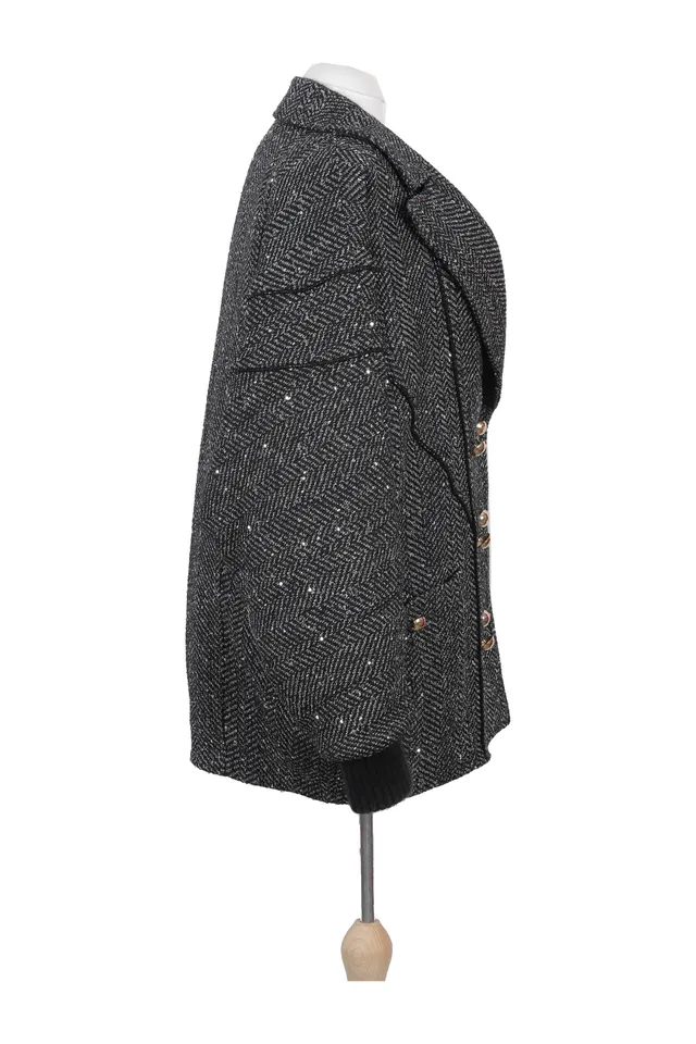 Alessandra Rich Black Fur Coat