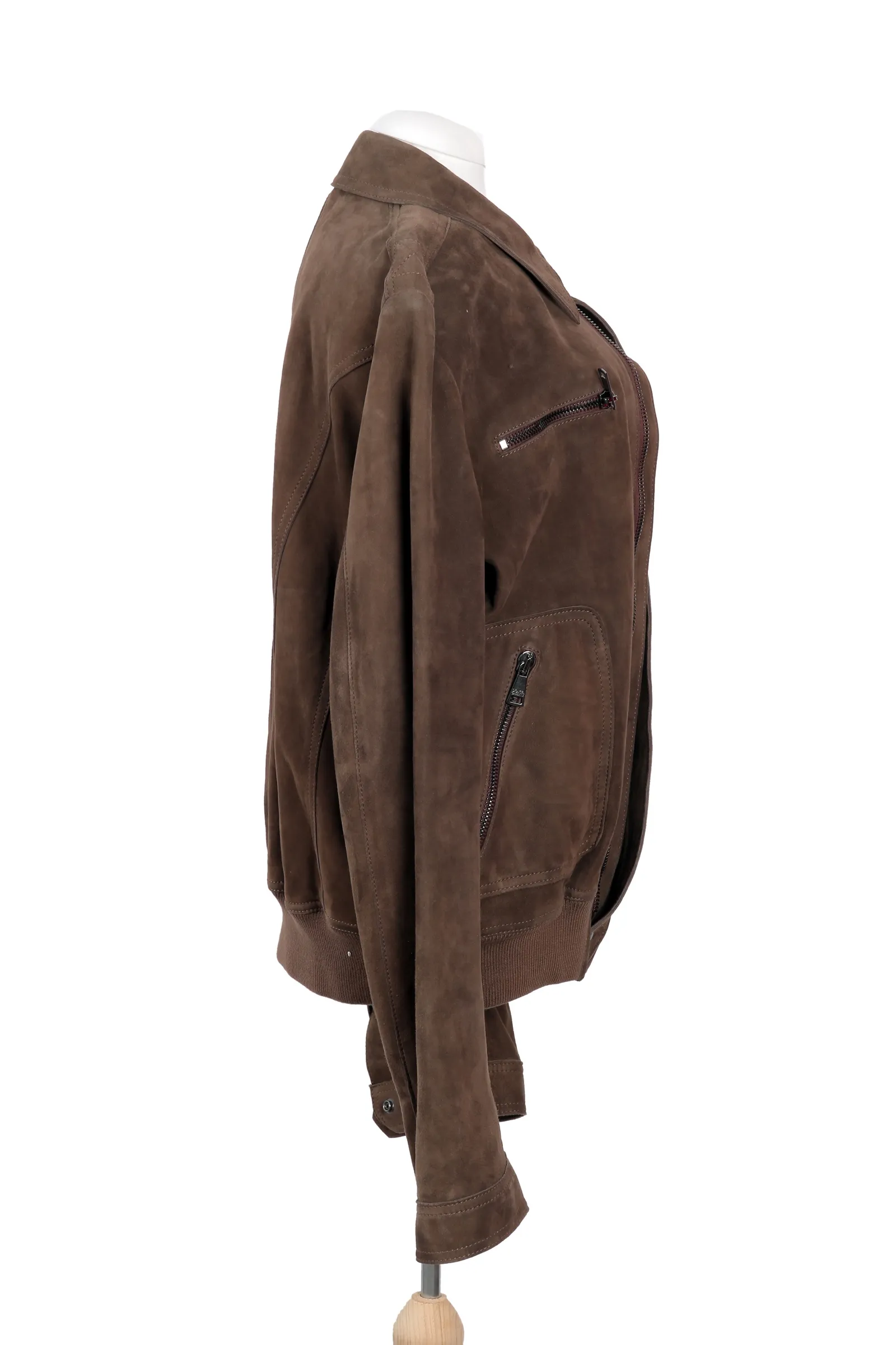 Dolce & Gabbana Brown Ribbed Leather Jacket