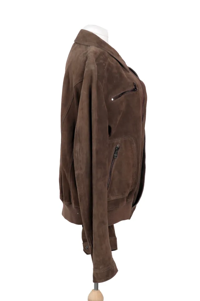 Dolce & Gabbana Brown Ribbed Leather Jacket