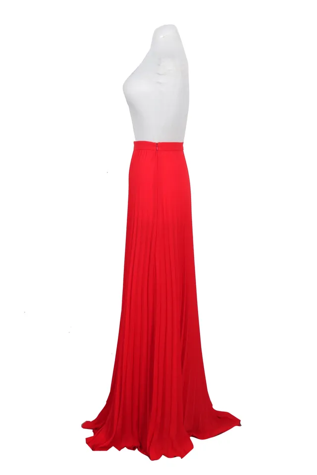 Uterque Red Polyester Maxi Skirt