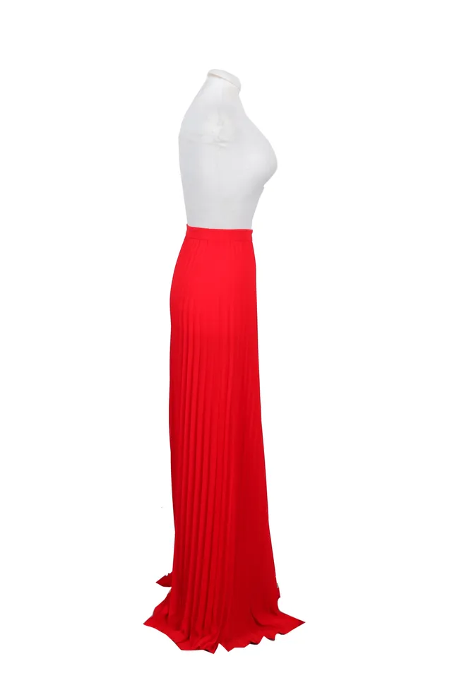 Uterque Red Polyester Maxi Skirt