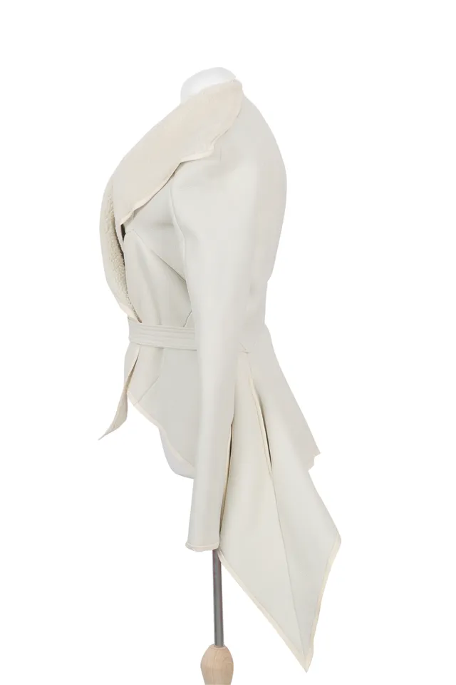 Rick Owens Ivory White Shearling Jacket