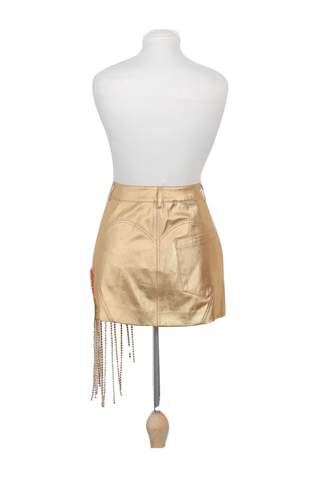 Area Gold Metallic Mini Skirt