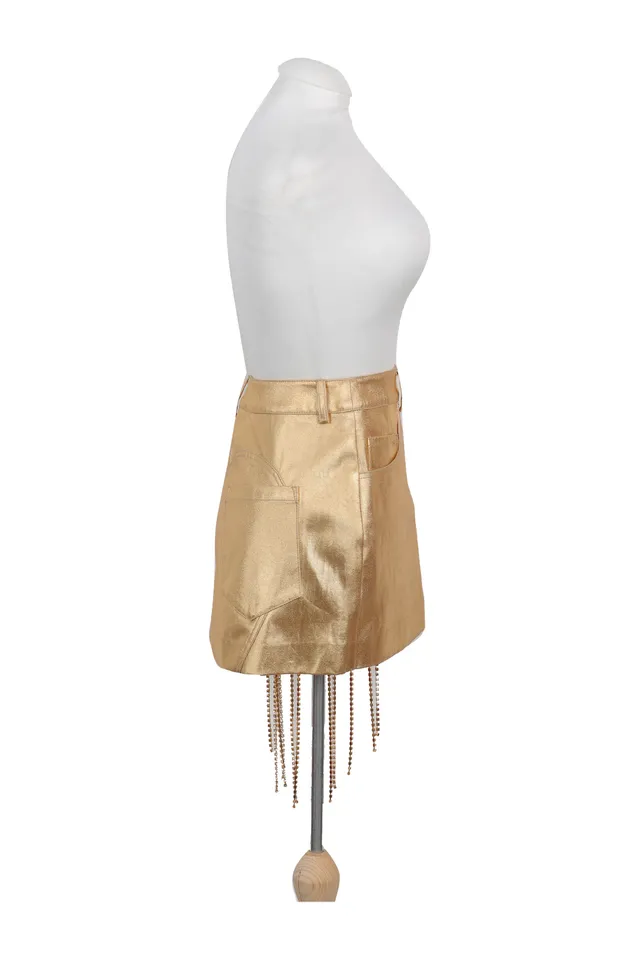 Area Gold Metallic Mini Skirt