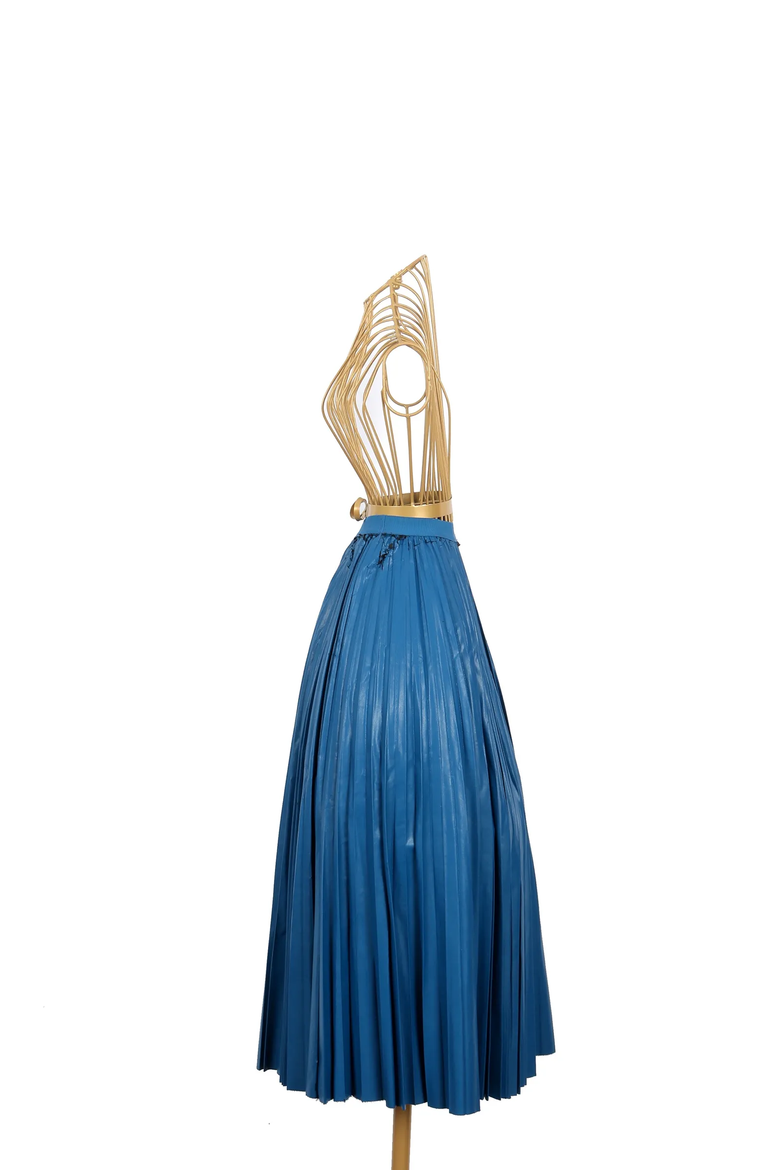 Pinko Blue Leather Midi Skirt