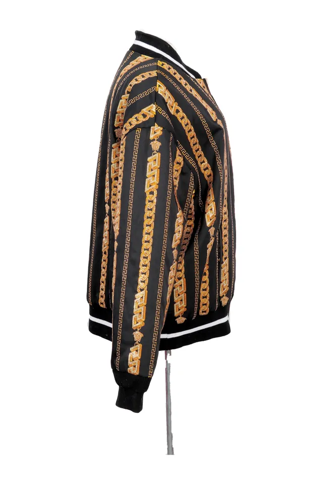 Versace Multicolor Ribbed Bomber Jacket