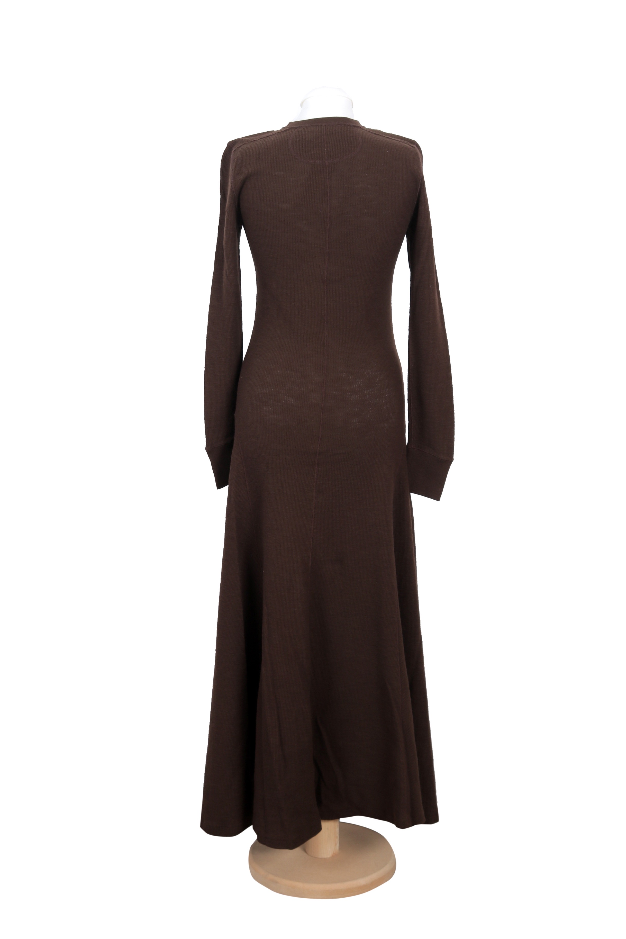Polo Ralph Lauren brown cotton Henley dress with long sleeves and an A-line silhouette