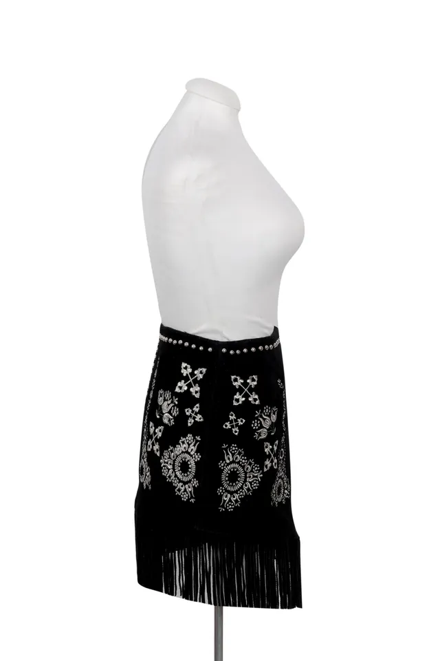 Understated Leather Black Floral Mini Skirt