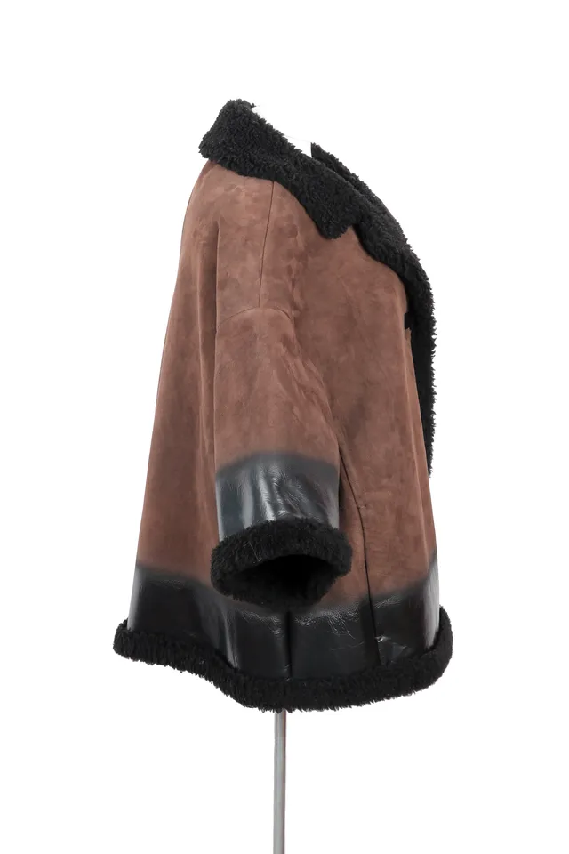 Prada Brown Shearling Fur Coat