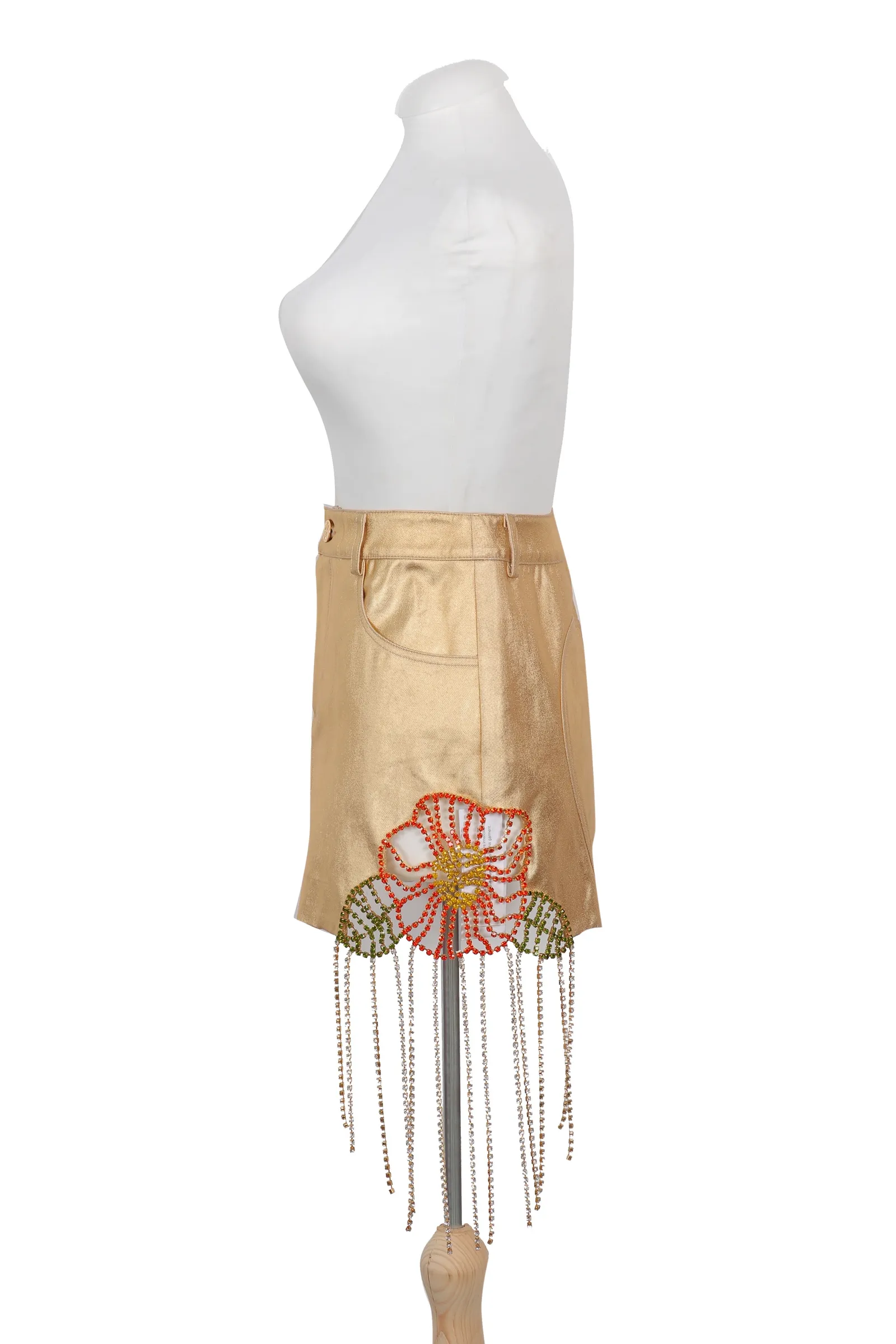 Area Gold Metallic Mini Skirt