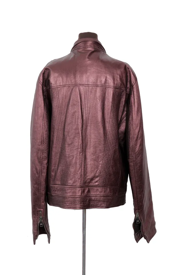 Dolce & Gabbana Metallic Burgundy Leather Jacket