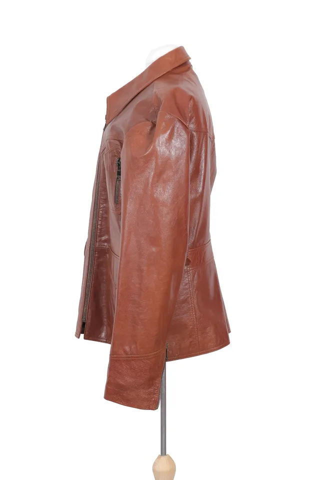 Dolce & Gabbana Cognac Brown Leather Jacket