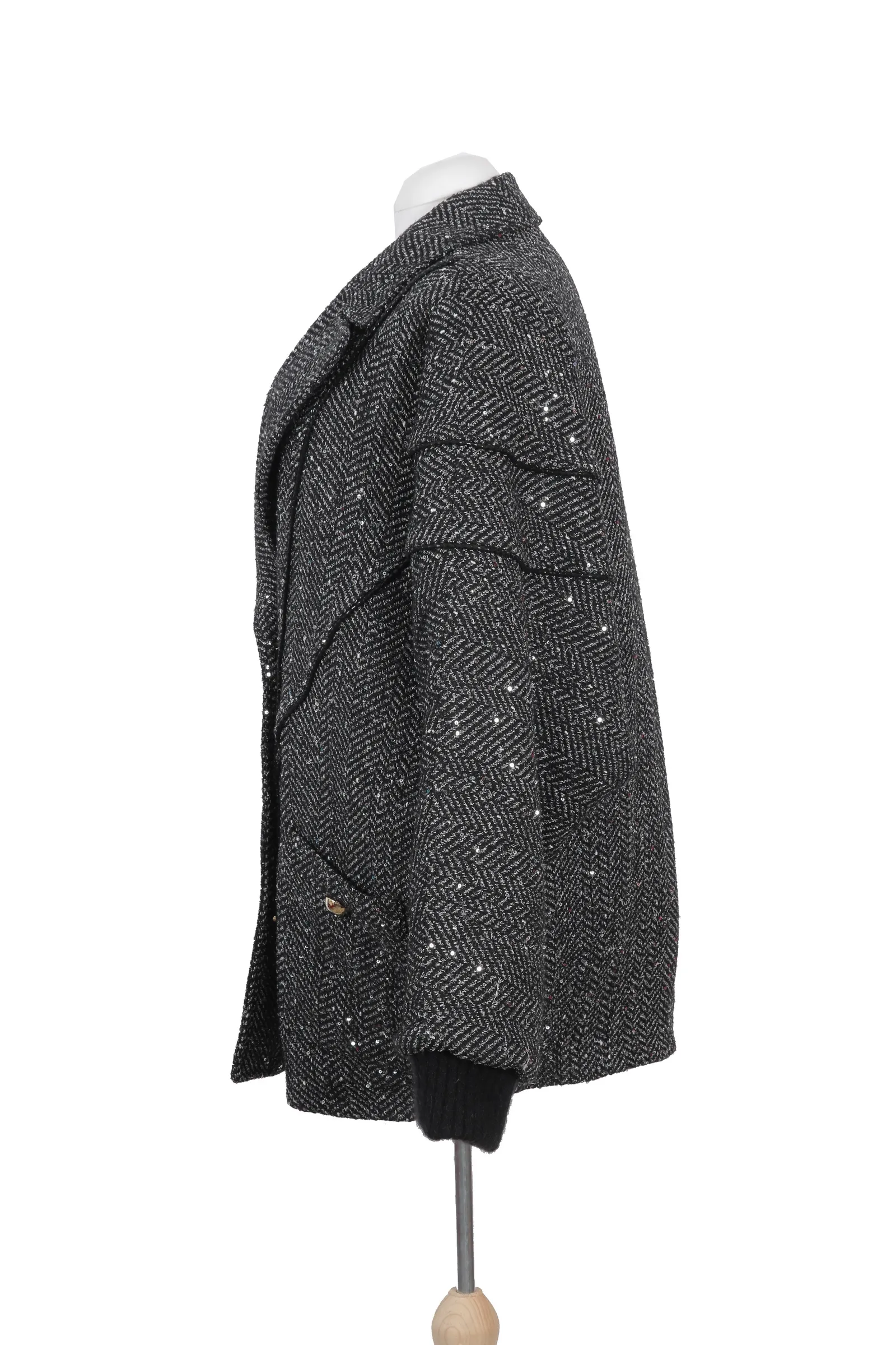Alessandra Rich Black Fur Coat