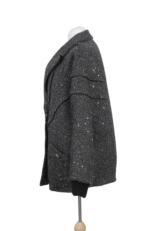 Alessandra Rich Black Fur Coat