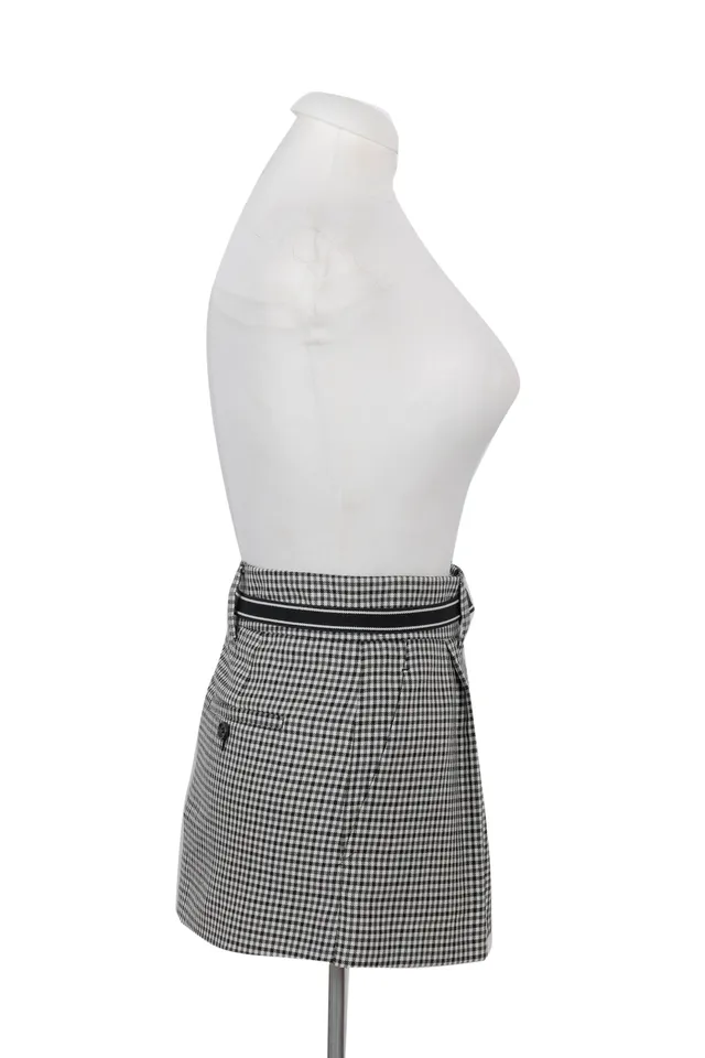 Miu Miu Black & White Houndstooth Mini Skirt