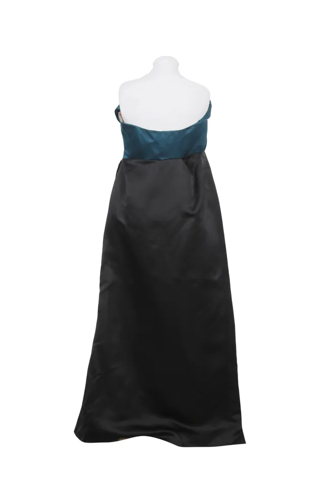 Lanvin Teal Blue & Black Silk Gown