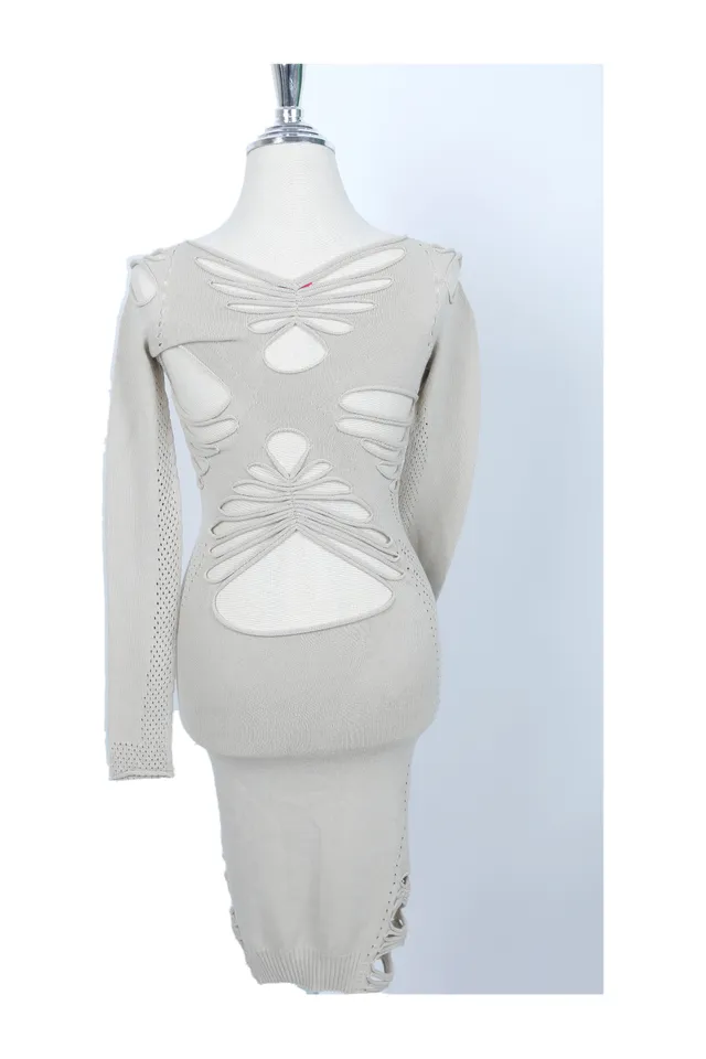 Pinko Stone Beige Lace Knit Dress