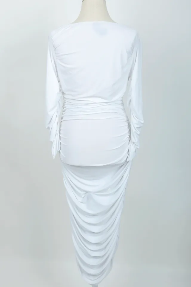 Norma Kamali White Nylon Maxi Dress