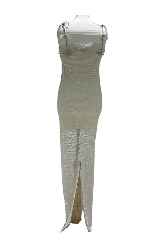 Mach & Mach Silver Embellished Maxi Dress