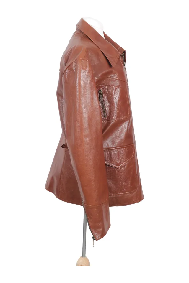 Dolce & Gabbana Cognac Brown Leather Jacket