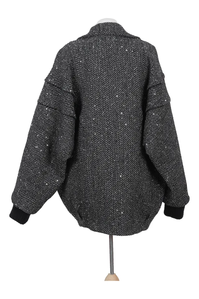 Alessandra Rich Black Fur Coat