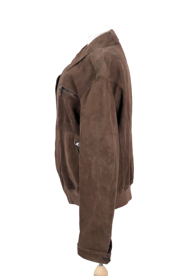 Dolce & Gabbana Brown Ribbed Leather Jacket
