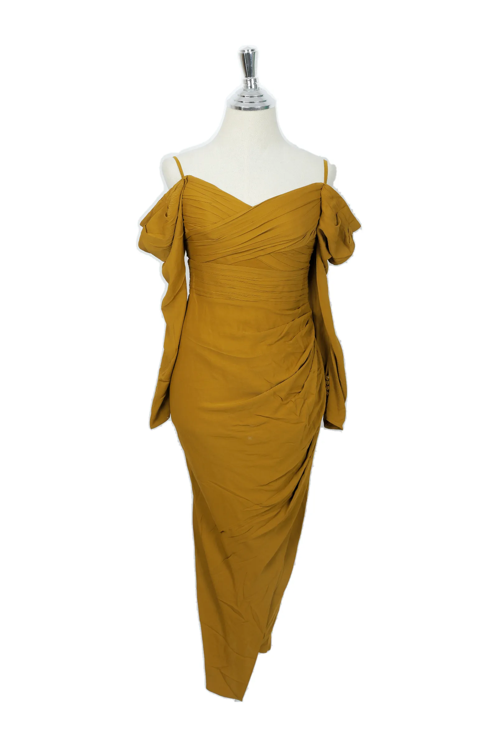 Self-Portrait Ochre Crepe Maxi Dress