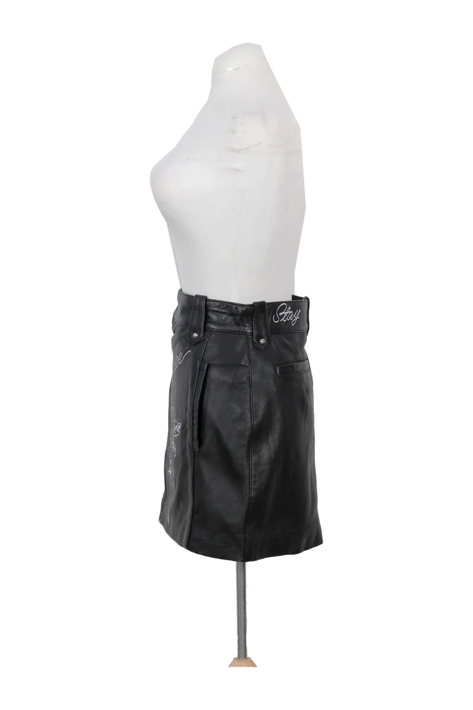 Understated Leather Black Floral Skirt