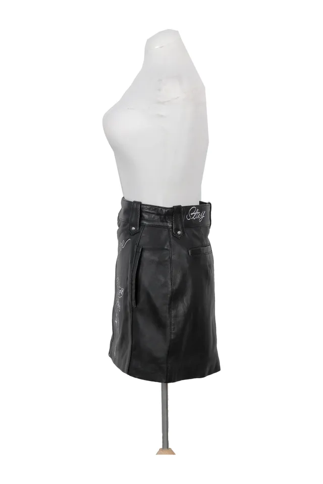 Understated Leather Black Floral Skirt