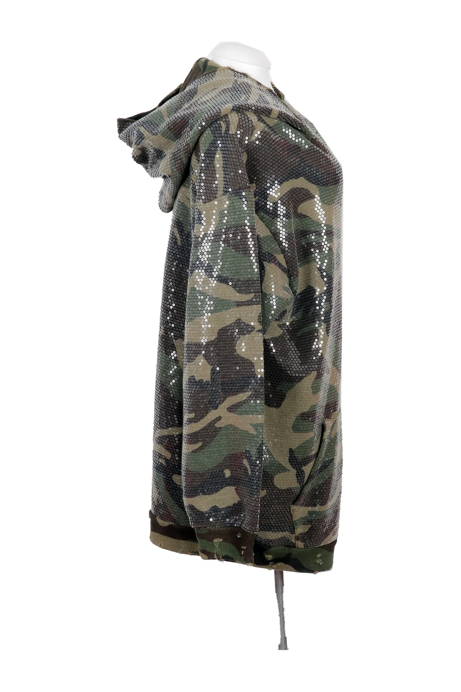 R13 Green Camouflage Sequined Hoodie