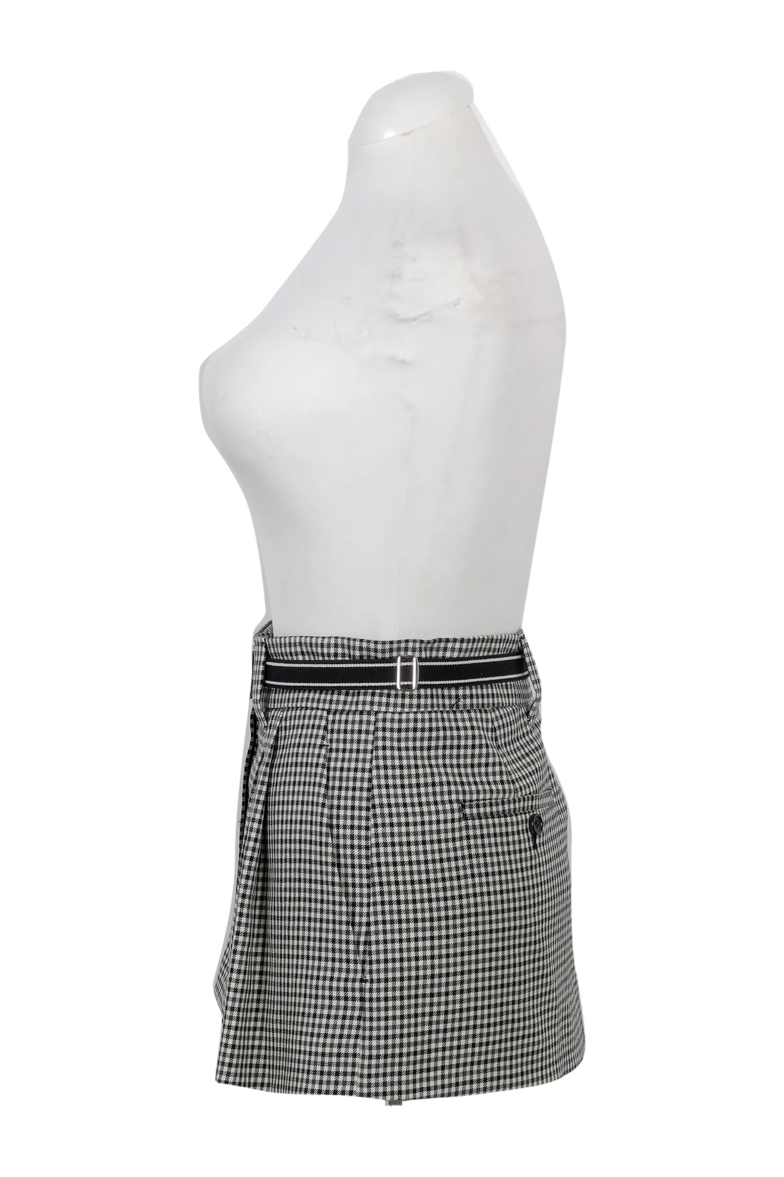 Miu Miu Black & White Houndstooth Mini Skirt