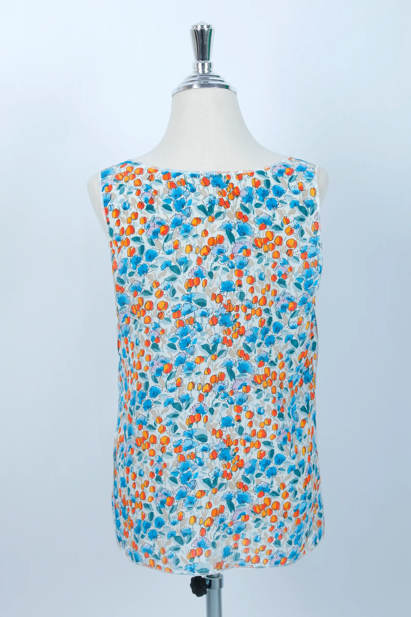 Dolce & Gabbana Blue & Orange Floral Silk Top
