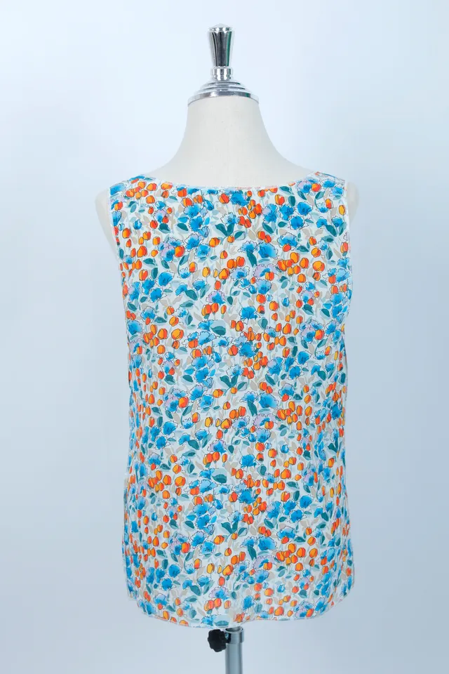 Dolce & Gabbana Blue & Orange Floral Silk Top