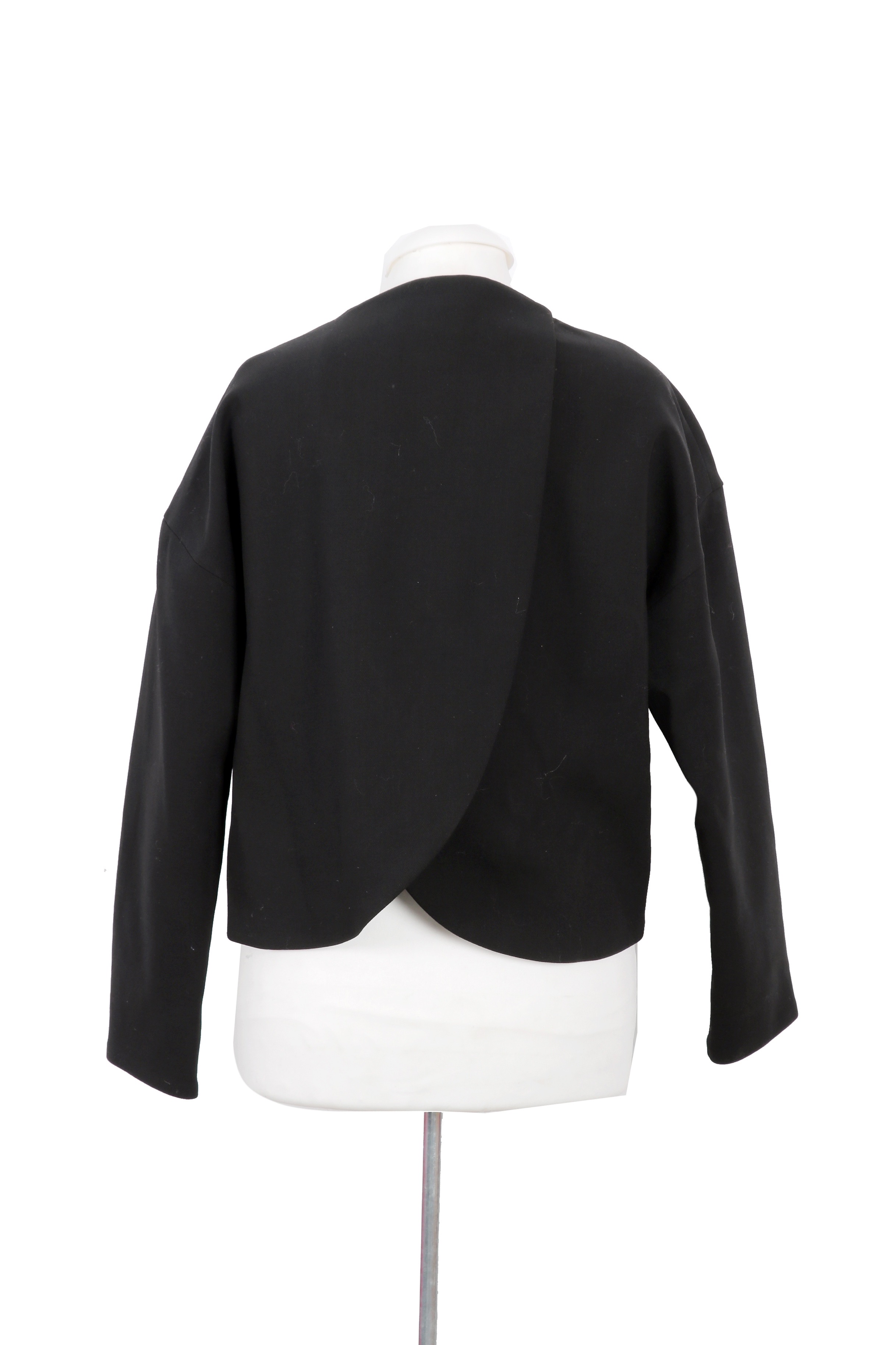 Balenciaga cropped black jacket with minimalist tailoring and a sleek single-button closure